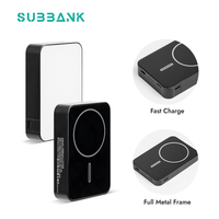 Chargeur sans fil magnétique portable Subbank avec logo personnalisé, transfert thermique, pour verre, 15W, batterie externe rapide 5000/10000 mAh