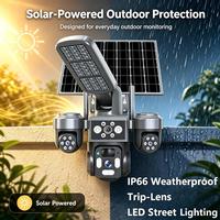 Caméra de sécurité WiFi PTZ sans fil, alimentée par énergie solaire, étanche V380 Pro, caméra extérieure IP66 avec éclairage LED de rue, alerte, vision nocturne