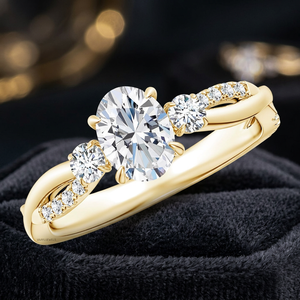 Anillo de Compromiso o Aniversario con Diamante Cultivado en Laboratorio Certificado por IGI, Corte Ovalado, Solitario, Chapado en Rodio, Oro Sólido de 10K, 14K, 18K, Plata 925, 935 - Product Image 1