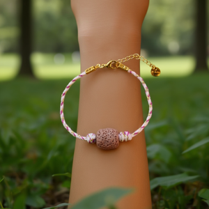 Fashion Beaded <b>Bracelet</b> With Pink And White <b>Rope</b> Gold Plated Clasp Sustainable Resistant Design For Women - Product Image 3