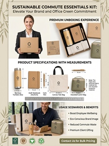 Kit de Artículos Esenciales Personalizados y Sostenibles para Graduación y Acción de Gracias, Bolsa de RPET, Vaso de Bambú, Kraft - Product Image 5