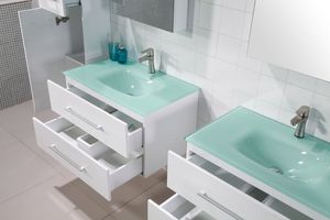 <span class=keywords><strong>Mueble</strong></span> <span class=keywords><strong>de</strong></span> <span class=keywords><strong>Baño</strong></span> Moderno <span class=keywords><strong>con</strong></span> <span class=keywords><strong>Espejo</strong></span> y Doble Lavabo, <span class=keywords><strong>de</strong></span> PVC, <span class=keywords><strong>para</strong></span> <span class=keywords><strong>Colgar</strong></span> en la Pared, <span class=keywords><strong>con</strong></span> Acabado Blanco - Product Image 2