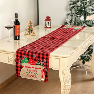 Wholesale Classic Buffalo Plaid Exquisite Embroidered <b>Christmas</b> Table <b>Runner</b> Xmas Dinner Party Tabletop Ornament - Product Image 4