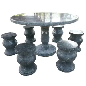 El oyma bahçe dekorasyon el dışkı granit siyah masa satılık