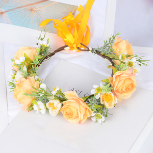 Venta al por mayor <span class=keywords><strong>de</strong></span> fábrica: Corona floral festiva <span class=keywords><strong>para</strong></span> mujer, corona <span class=keywords><strong>de</strong></span> <span class=keywords><strong>flores</strong></span> <span class=keywords><strong>para</strong></span> boda, diadema floral nupcial <span class=keywords><strong>para</strong></span> niña - Product Image 4