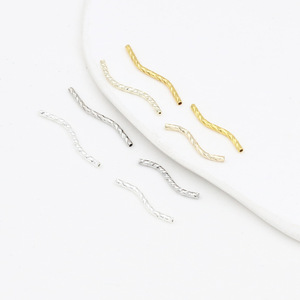 Tube courbé en forme de S en cuivre pur plaqué or véritable 14K/18K, pour connexion de bracelet, DIY, couleur inaltérable - Product Image 1