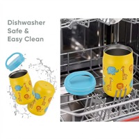 Everich - Thermos alimentaire en acier inoxydable à double isolation sous vide avec cuillère pliable et brosse de nettoyage pour les repas et les collations des enfants à l'école