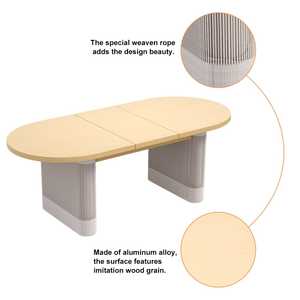 आधुनिक लक्जरी आउटडोर डाइनिंग सेट लकड़ी खत्म एल्यूमीनियम फ्रेम गार्डन को विस्तारित टेबल बुने हुए आर्मचेयर गार्डन डाइनिंग सेट - Product Image 5