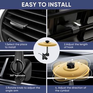 Cymbales de voiture à clipser sur grille d'aération, mini-cymbales pour les passionnés de musique, rendent la conduite plus amusante, compatibles avec tous types de véhicules, installation facile - Product Image 3