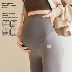 Leggings <span class=keywords><strong>pour</strong></span> femmes enceintes, coupe slim, en nylon, monocouche, sans polaire, nouvelle collection automne-hiver 2023, sans couture, taille haute, maternité - Product Image 2