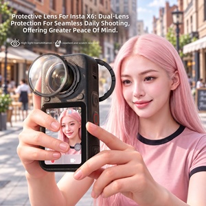 Protecteur d'objectif panoramique pour Insta360 X6, verre trempé HD, anti-rayures, couvercle de protection, ensemble de 2 pièces, accessoire pour appareil photo, vente en gros - Product Image 2