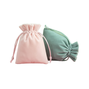 Factory <strong>Supply</strong> Ready to Ship Plush Velvet Earrings Ring Necklace <strong>Jewelry</strong> Gift Storage Bag Custom Logo Printed <strong>Jewelry</strong> Pouch - Product Image 1