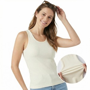 Débardeur côtelé sans manches pour <span class=keywords><strong>femme</strong></span>, coupe ajustée, en maille, basique, couleur crème - Product Image 4