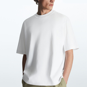 เสื้อยืดคอตตอน 100% ทรงหลวม แขนเสื้อแบบดรอปโชว์เดอร์ สตรีทแวร์ ผู้ชาย ไซส์ใหญ่ พิมพ์โลโก้ได้ น้ำหนัก 300 กรัม เสื้อยืดทรงแบ็กกี้เรียบๆ - Product Image 4