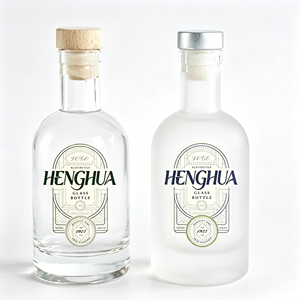 Bouteille de liqueur en verre personnalisée avec logo, style nordique, ronde, givrée, pour <span class=keywords><strong>vodka</strong></span>, whisky, rhum, gin, 16 oz, 50 cl, 500 ml, avec bouchon - Product Image 2