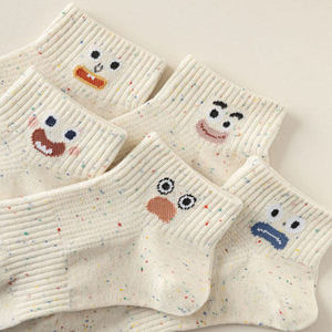 Cute Japanese Style Women's Ankle Socks With Cartoon Faces Sweat Absorbing Anti Odor Spring Summer Casual Wear - Product Image 1