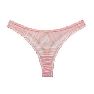 Tanga de cintura baja sexy para mujer 2025, talla grande, de alta elasticidad, transpirable, de malla, con volantes y lazo, tejido ODM - Product Image 6