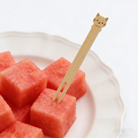 Wegwerp ecologische 100% bamboe fruitstokjes/bamboe fruitprikkers voor feestjes, desserts, voedselveilig, kindvriendelijk, met dierenprintjes