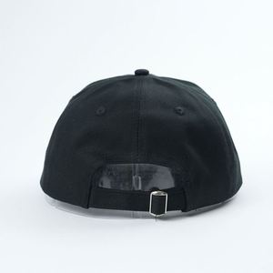 Casquette de baseball non structurée en coton noir uni à 5 panneaux avec broderie, style papa, réglable avec boucle et fermeture snapback, personnalisable avec logo - Product Image 4