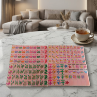Jeu de tuiles de mahjong américain en acrylique rose de 160 pièces, style avion, simple couche, doublement sculptées, pour divertissement et voyage