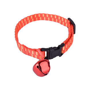Pet Cat Collar With <b>Bell</b> Striped Polyester Adjustable For Four Seasons - Product Image 1
