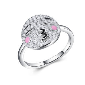 Anello alla Moda Hip Hop con Zirconi per Bambini, Gioiello Religioso con Gemma, Incastonatura a Griffe, Placcatura in Ottone, Vari Animali e Numeri - Product Image 2