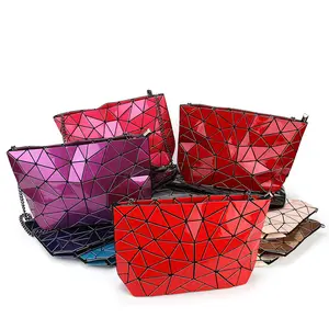Геометрические кошельки, композитные сумки для девочек Bao, ручные сумки, мини-сумка на цепочке, блестящая сумка через плечо из ПУ