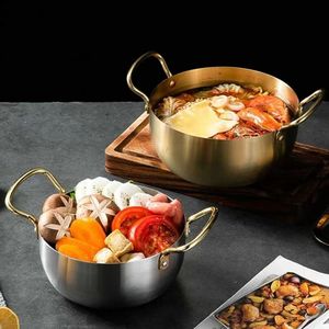 Olla de Acero Inoxidable para Sopa de Mariscos Coreana, Olla Pequeña de Doble Asa, Compatible con Inducción, para Uso Doméstico, Olla para Ramen - Product Image 1