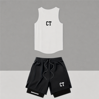 Ensemble débardeur et short d'été personnalisé pour homme, 100 % coton, séchage rapide, streetwear, double couche, logo imprimé, OEM ODM, vente en gros
