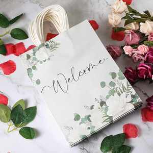 Hot Selling Cowhide Black Letter <b>Wedding</b> Birthday Party <b>Gift</b> <b>Bag</b> Handle Fresh Simple White Paper <b>Bag</b> Print Custom - Product Image 2
