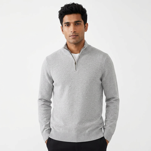 Mens Pullover Sweater Long Sleeve Knitted Sweaters Breathable Quarter Zip <b>Mock</b>-<b>neck</b> Knitted Sweater Men's Winter Knitwear - Product Image 1
