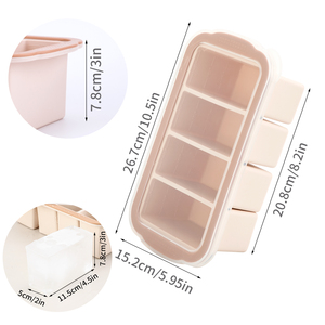 Moule à glaçons en silicone antiadhésif à 4 cavités en acier inoxydable, bac à glaçons, moule <span class=keywords><strong>de</strong></span> cuisson DIY pour desserts, avec couvercle, logo personnalisé, démoulage facile, haute qualité - Product Image 4