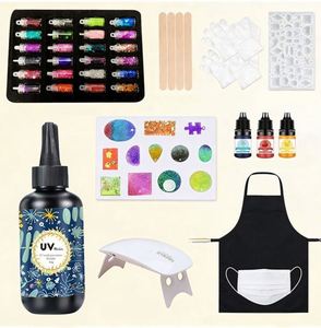 ชุดทำเครื่องประดับเรซิ่น UV DIY แบบแข็งใส  พร้อมแม่พิมพ์ซิลิโคนสำหรับทำจี้ ต่างหู พวงกุญแจ  แบบแห้งเร็ว  พร้อมกลิตเตอร์ - Product Image 1