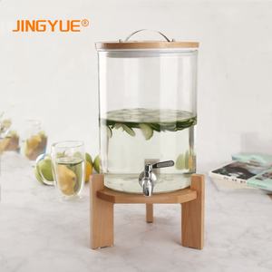 Cilindro de Vidrio de Borosilicato de Grado Alimenticio de 7.5L, Transparente, con Grifo, Tanque de Agua para Té, Cubo Refrescante para Verano, para Fiestas, Hoteles, con Diseño de Nervaduras Densas - Product Image 1