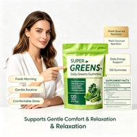 SYC BIO Gummies Super Greens Naturels Mélange de Verts Quotidiens Harmonie Digestive Complément Alimentaire Quotidien 120 Comprimés Sac de 600g Pour Tous Usages Personnalisés