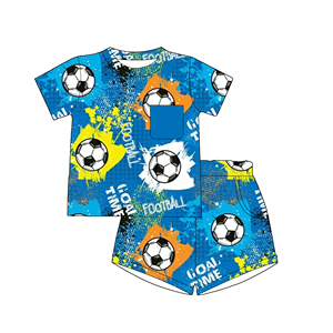 Offre Spéciale – Ensemble 2 Pièces Personnalisable pour Garçons : T-shirt Manches Courtes et Short, Col Rond, avec Poche, Idéal pour l'École en Été - Product Image 2