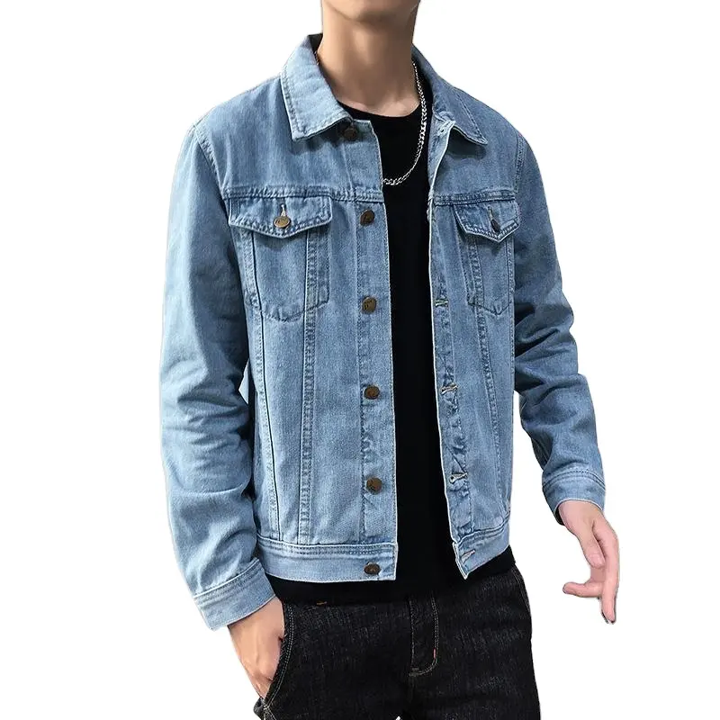 Wholesale supplier fashion fashionable trucker denim jeans streetwear men's jackets custom autumn fall mens jean jacket for man