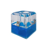Presse-papiers en cristal en forme de cube avec huile liquide ondulante |   Accessoire de bureau en acrylique 3D pour cadeaux de bureau