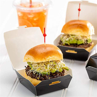 Caja de Cartón Negra para Envíos, Almuerzo, Hamburguesas, Comida para Llevar, Embalaje de Grado Alimenticio, Caja de Papel para Hamburguesas