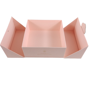 Factory wholesale custom luxury pink double door opening paper packaging gift box for candle or lipgloss with magnetic
