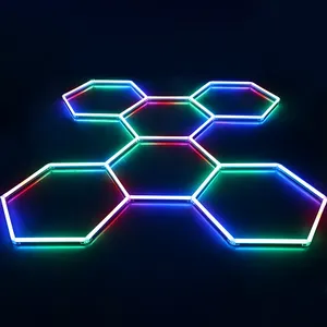 Commercial RGB Hexagonal Grid Honeycomb Lights For Gym Stadium Cafe Dance Room Party Garage Office Corridor Supermarket