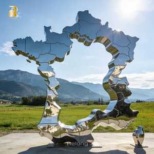 大型カスタムモダンデザインステンレス鋼世界地図彫刻、屋外装飾用都市センターピース - Product Image 2