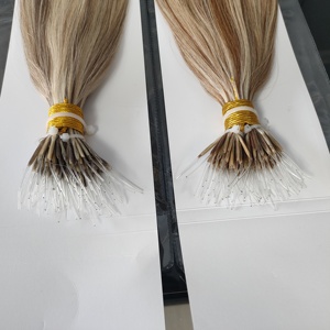 Dragonlash Factory 100% Human Hair Plastic Nano Hair Extensions 100% Remy Human Hair Straight Nano <b>Ring</b> Wholesale - Product Image 2