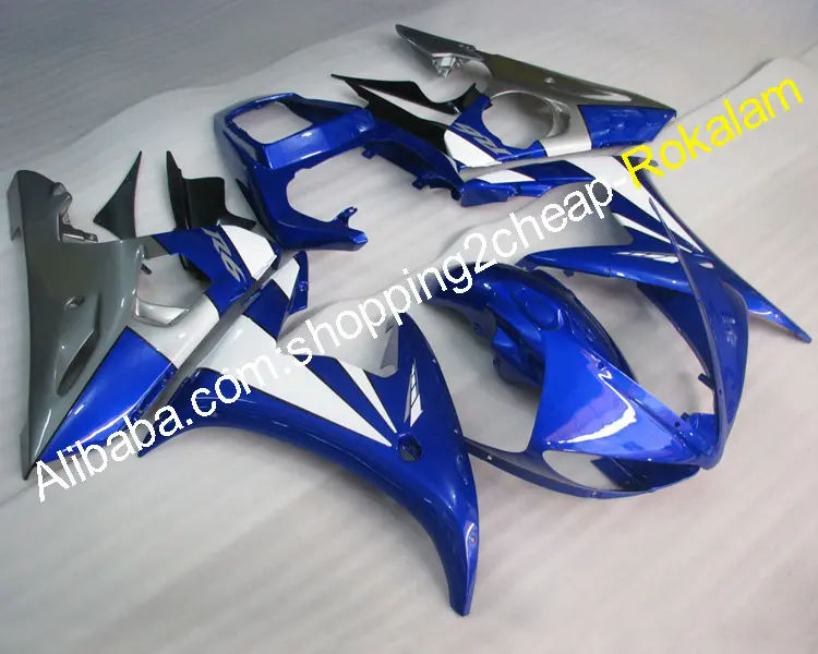 Sepeda Motor Tubuh Kit untuk Yamaha 2003 2004 600R6 YZFR6 YZF 600 R6 YZF600 Biru Putih Abu-abu Bodi Hadiah Set