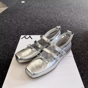 Zapatos Planos de Ballet de Cuero Genuino con Diseño de Lazo, Impermeables y de Alta Calidad para Mujer, Disponibles con Cierre de Velcro - Product Image 1