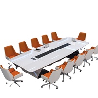 Meubles de salle de conférence de luxe d'usine, bureau en bois MDF, table de réunion de bureau commercial pour 14 personnes