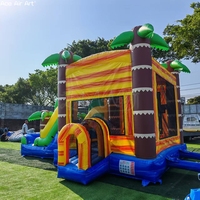Structure gonflable combinée palmier tropical pour anniversaires d'enfants, carnavals et événements extérieurs d'été