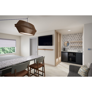 <span class=keywords><strong>Atwell</strong></span> Suites Hotelmöbel Maßgefertigte Melamin 5-Sterne-Hotelmöbel-Design Langlebige Holz-Badezimmer-TV-Wandpaneele für Apartments - Product Image 5