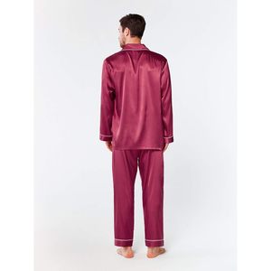 Ensemble de pyjama en satin de soie pour homme, manches longues, boutonné, avec poche, vêtements de détente, taille M à XXL - Product Image 3