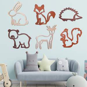 Woodland Safari pépinière décoration murale <span class=keywords><strong>Jungle</strong></span> thème renard lapin hérisson écureuil ours en bois Animal mur Art bois artisanat mur signes - Product Image 1